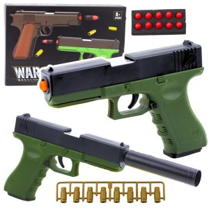 PISTOLET NA NABOJE PIANKOWE ZIELONY, LEANTOYS
