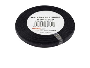 WSTĄŻKA SATYNOWA CZARNA 6MMX32M 2SZT