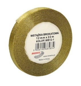 WSTĄŻKA BROKATOWA ZŁOTA 12MMX22M