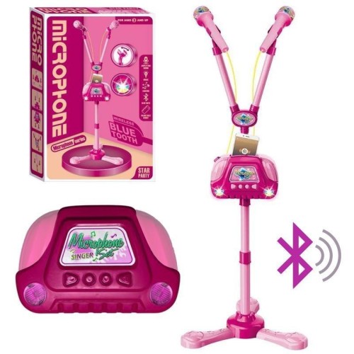 Mikrofon podwójny z głośnikiem różowy, Trifox