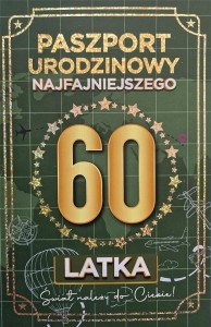 KARNET URODZINY 60 NOWY PASZPORT MĘSKIE