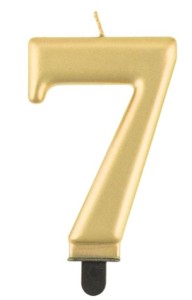 ŚWIECZKA CYFERKA 7 BEAUTY&CHARM METALIK ZŁOTA 8CM