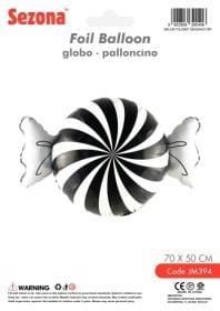Balon Cukierek czarno-biały 70x50cm