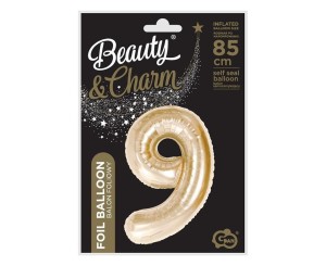 BALON FOLIOWY B&C CYFRA 9 SZAMPAŃSKI 85CM