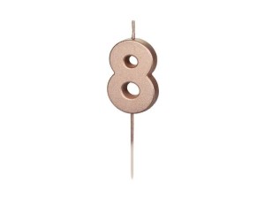 ŚWIECZKA URODZINOWA 8 RÓŻOWE ZŁOTO 4.5CM