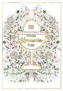 KARNET A5 KOMUNIA. KIELICH W KWIATACH