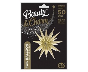 BALON FOLIOWY GWIAZDA 3D SZAMPAŃSKA 50X46CM