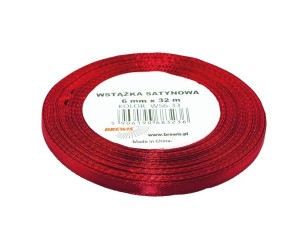 WSTĄŻKA SATYNOWA BORDOWA 6MMX32M