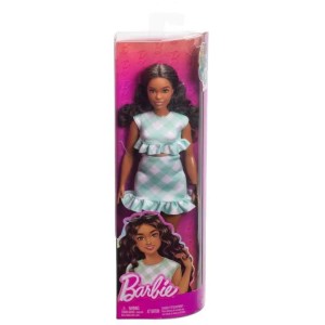 BARBIE FASHIONISTAS LALKA SUKIENKA ZIELONA KRATKA