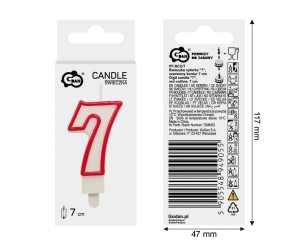 ŚWIECZKA 7 CZERWONY KONTUR 7CM