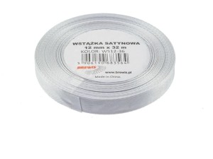 WSTĄŻKA SATYNOWA SZARA 12MMX32M