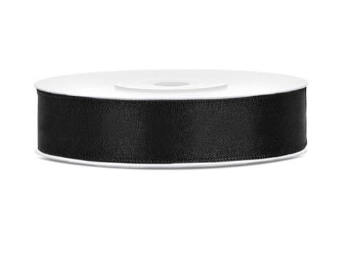 Tasiemka satynowa czarna 12mm/25m
