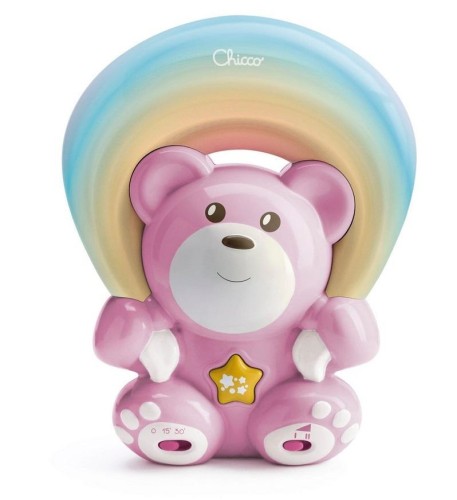 Miś z projektorem Rainbow różowy, Chicco