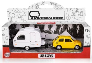 FIAT 126P + PRZYCZEPA NIEWIADÓW KEMPING ŻÓŁTY
