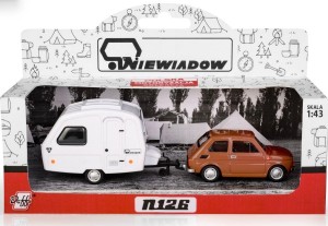 FIAT 126P + PRZYCZEPA NIEWIADÓW KEMPING BRĄZOWY