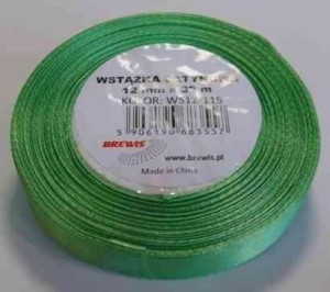 WSTĄŻKA SATYNOWA ZIELONA 12MMX32M