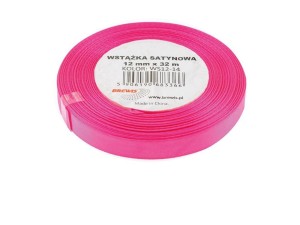 WSTĄŻKA SATYNOWA RÓŻOWA 12MMX32M