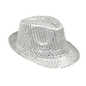 KAPELUSZ CEKINY SREBRNY