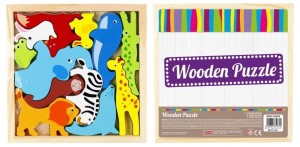 UKŁADANKA DREWNIANA ZWIERZĘTA 12 ELEMENTÓW