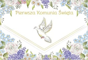 KARNET KOPERTA A5 KOMUNIA. GOŁĄB MAJOWY
