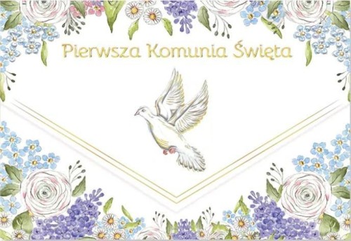 Karnet koperta A5 Komunia. Gołąb majowy