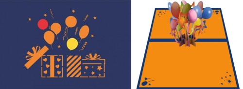 Karnet 12x18 cm + koperta POP-UP Balony