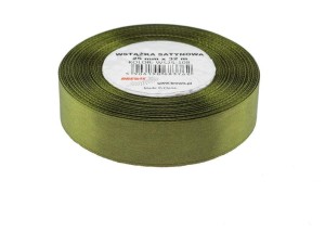 WSTĄŻKA SATYNOWA OLIWKOWA 25MMX32M
