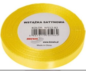 WSTĄŻKA SATYNOWA KANARKOWY 12MM X 32M