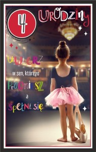 KARTKA OKOLICZNOŚCIOWA URODZINY 4 DZIEWCZYNKA