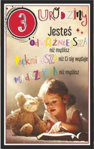 KARTKA OKOLICZNOŚCIOWA URODZINY 3 DZIEWCZYNKA