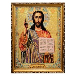 OBRAZ HAFTOWANY CHRYSTUS PANTOKRATOR 42/32CM
