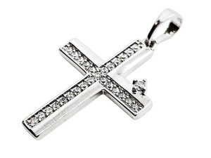 ZAWIESZKA KRZYŻYK POSREBRZANY 26X18MM