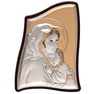 OBRAZ SREBRNY MATKA BOŻA Z DZIEC 25,5/18CM