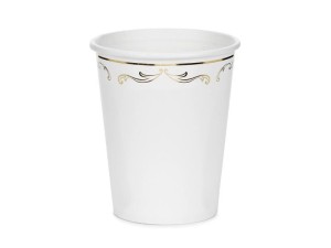 KUBECZKI Z ORNAMENTEM BIAŁY 220ML 6SZT