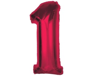 BALON FOLIOWY CYFRA 1 CZERWONA SMART 92CM