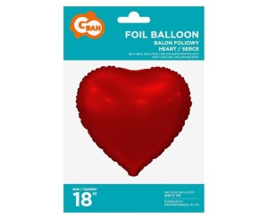 BALON FOLIOWY SERCE MATOWE CZERWONE 46CM