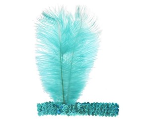 OPASKA Z PIÓREM RETRO TURKUSOWA