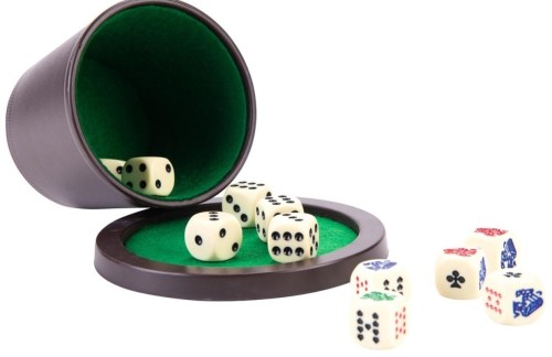 Zestaw do gry w kości kubek, tacka, kości, Quint