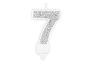 ŚWIECZKA URODZINOWA 7 SREBRNA 7CM