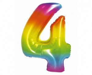 BALON FOLIOWY CYFRA 4 TĘCZOWA SMART 76CM