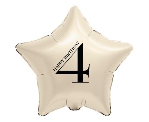 BALON FOLIOWY GWIAZDA KREMOWA CYFRA 4 44CM