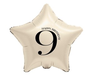 BALON FOLIOWY GWIAZDA KREMOWA CYFRA 9 44CM