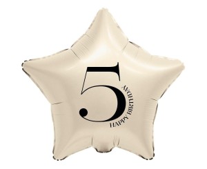 BALON FOLIOWY GWIAZDA KREMOWA CYFRA 5 44CM