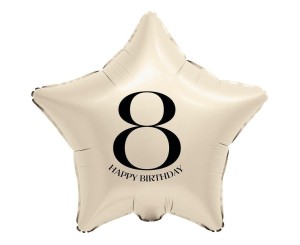 BALON FOLIOWY GWIAZDA KREMOWA CYFRA 8 44CM