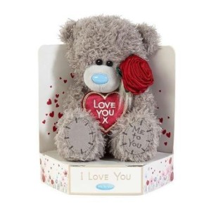 MIŚ - LOVE YOU X Z RÓŻĄ 18CM