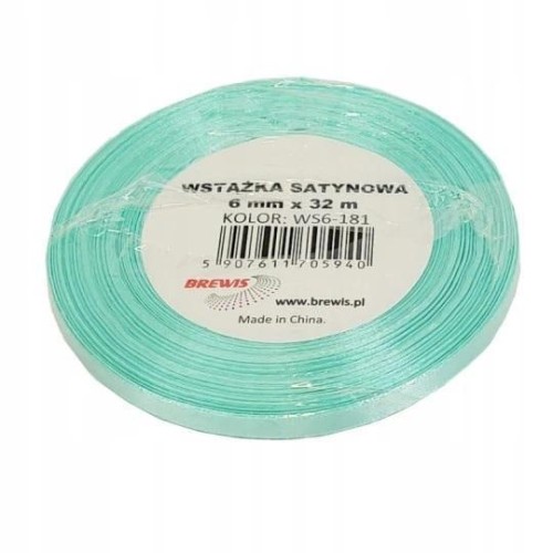 Wstążka satynowa miętowa 6mm x 32m
