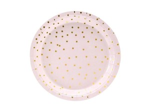 TALERZYKI KROPKI JASNY RÓŻ 18CM 6SZT