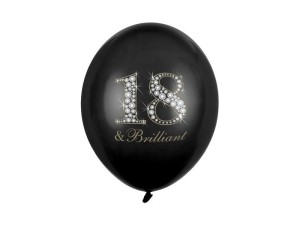 BALONY 18 & BRILLIANT PASTEL BLACK 30CM 6SZT