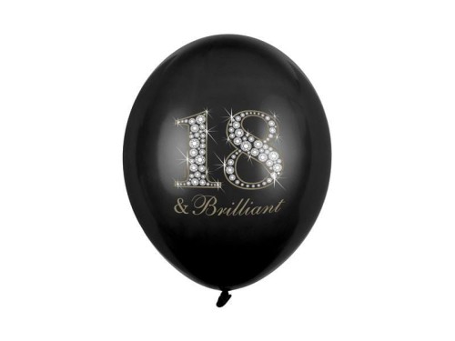 Balony 18 & Brilliant Pastel Black 30cm 6szt