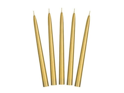 Świeca stożkowa złota 24cm 10szt